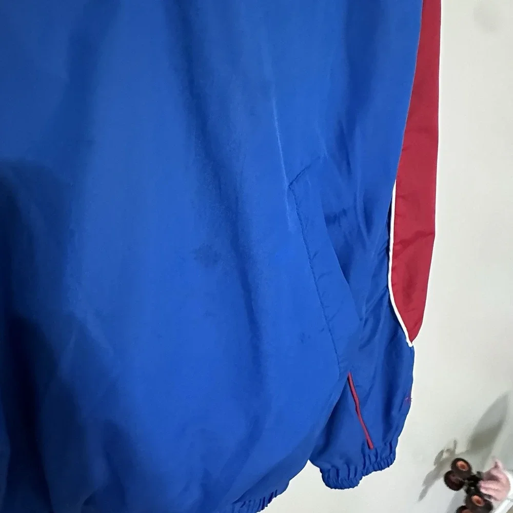 Kansas Jayhawks Jacket Mens L Blue Red NCAA Basketball‎ Pullover Carl Banks KU